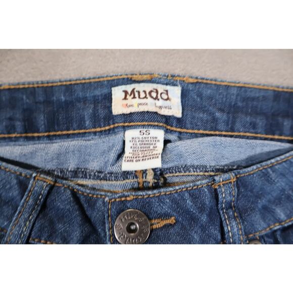 Mudd Jeans Womens 5S Blue Mid Rise Straight Leg Denim Pants Embroidered Pockets - Picture 4 of 8